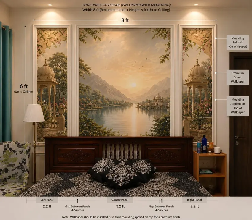 Heritage scenic mural with moulding placement guidelines